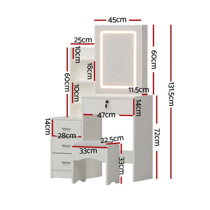 Artiss Dressing Table Vanity Desk Set Stool Led White - Mekamart Australia