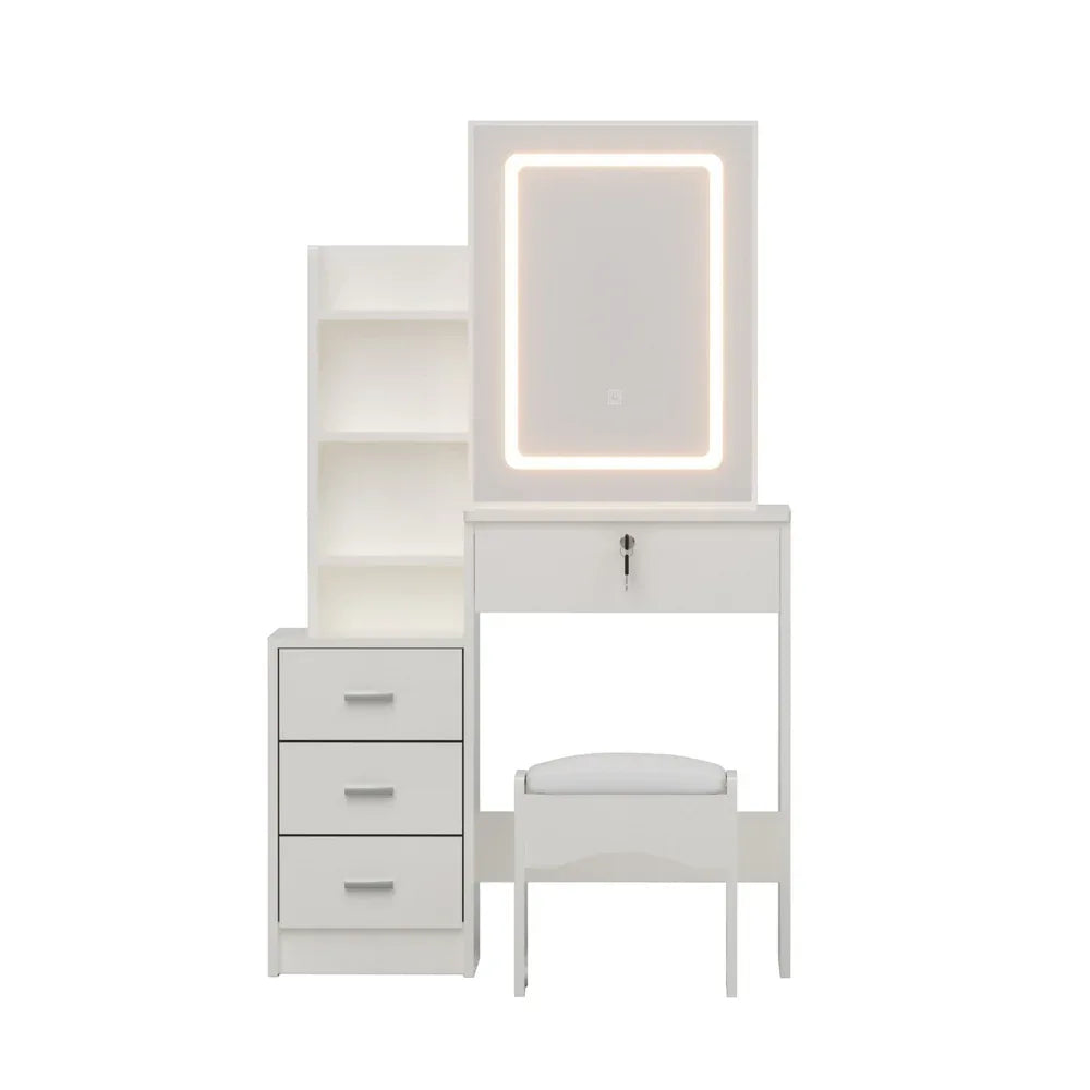 Artiss Dressing Table Vanity Desk Set Stool Led White - Mekamart Australia