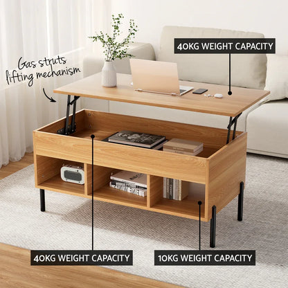 Artiss Coffee Table Lift-top Oak - Mekamart Australia