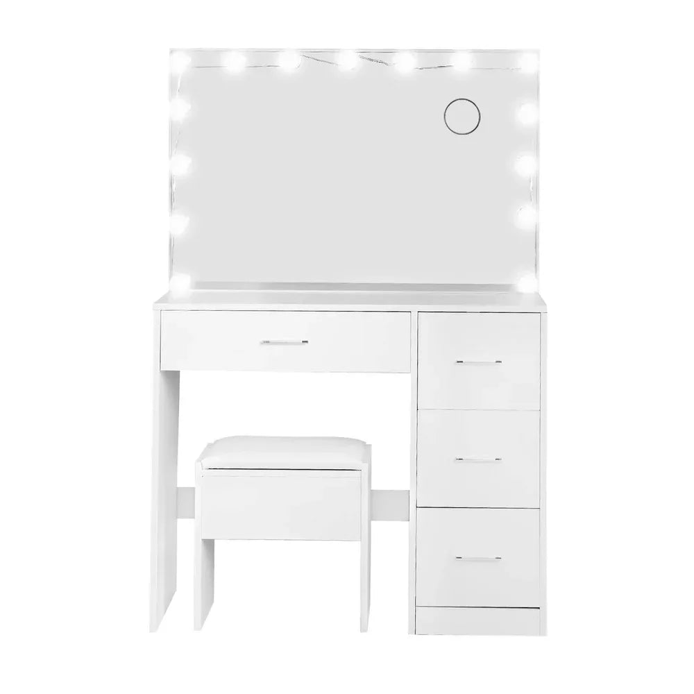 Artiss Dressing Table Set Stool 15 Led Bulbs White Darcy - Mekamart Australia