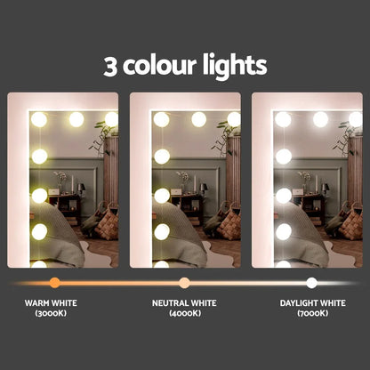 Artiss Dressing Table Set Stool 15 Led Bulbs White Darcy - Mekamart Australia