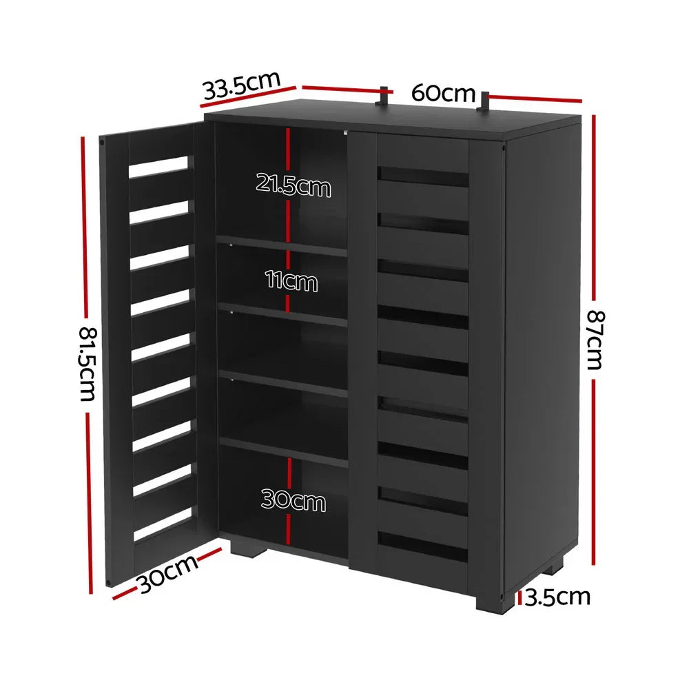 Artiss Shoe Rack Storage Cabinet 20 Pairs 5-tier Black Alster - Mekamart Australia