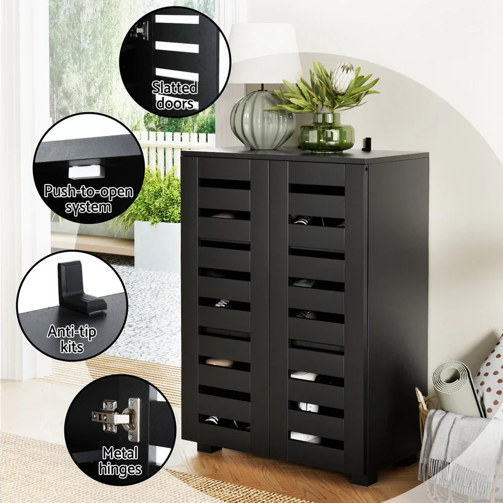 Artiss Shoe Rack Storage Cabinet 20 Pairs 5-tier Black Alster - Mekamart Australia