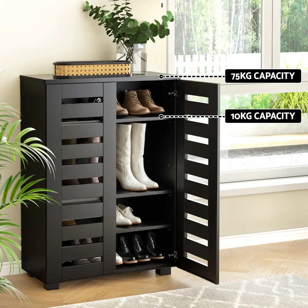 Artiss Shoe Rack Storage Cabinet 20 Pairs 5-tier Black Alster - Mekamart Australia