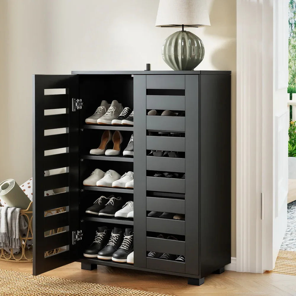 Artiss Shoe Rack Storage Cabinet 20 Pairs 5-tier Black Alster - Mekamart Australia