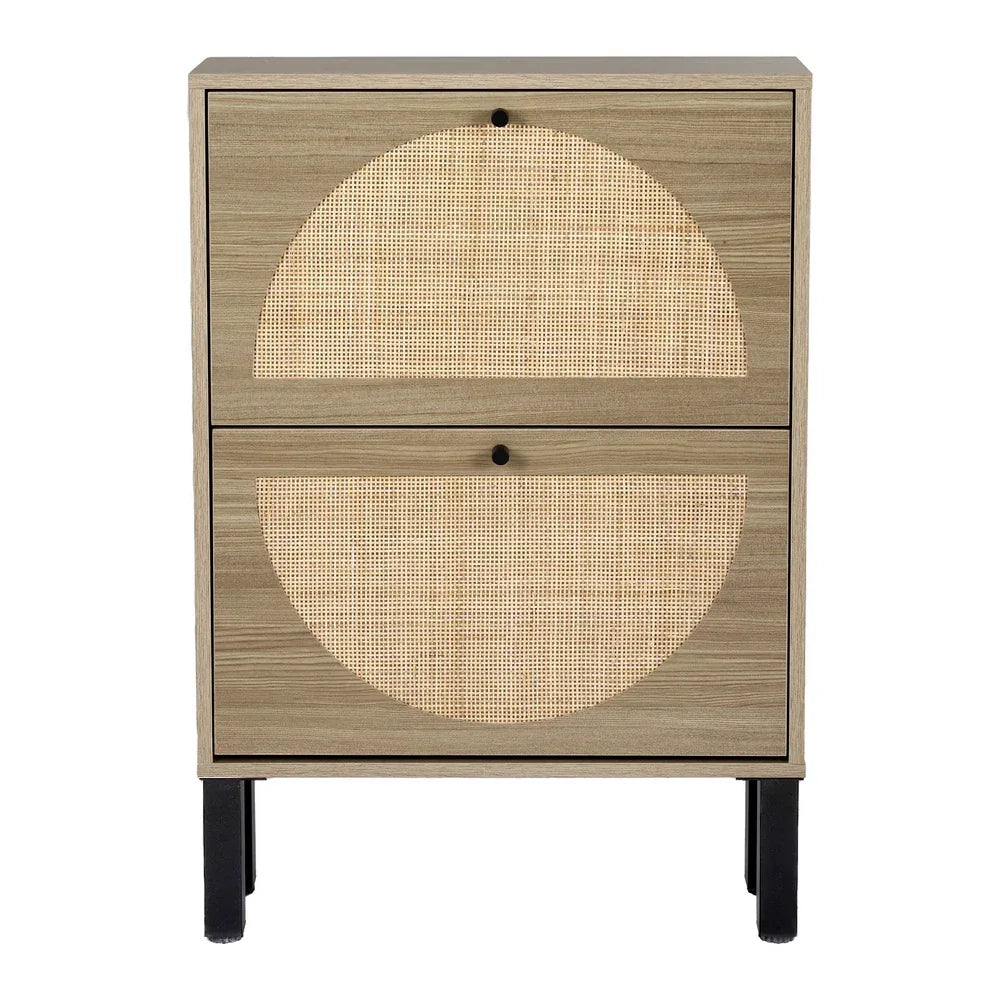 Artiss Shoe Rack Cabinet 2 Drawers Rattan 6 Pairs - Mekamart Australia