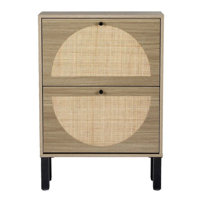 Artiss Shoe Rack Cabinet 2 Drawers Rattan 6 Pairs - Mekamart Australia