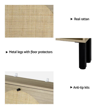 Artiss Shoe Rack Cabinet 2 Drawers Rattan 6 Pairs - Mekamart Australia