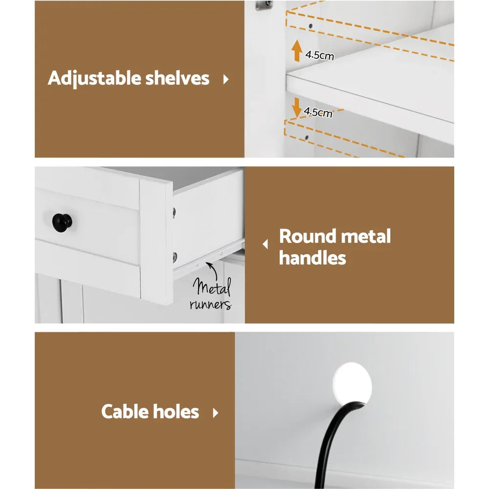 Artiss Buffet Sideboard Cabinet Cupboard Pantry Storage Shelves Hutch White - Mekamart Australia