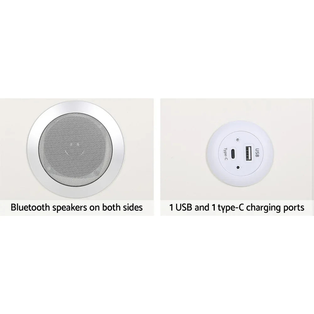 Artiss Smart Bedside Table 2 Drawers with Wireless Charging Ports LED White AIKA - Mekamart Australia