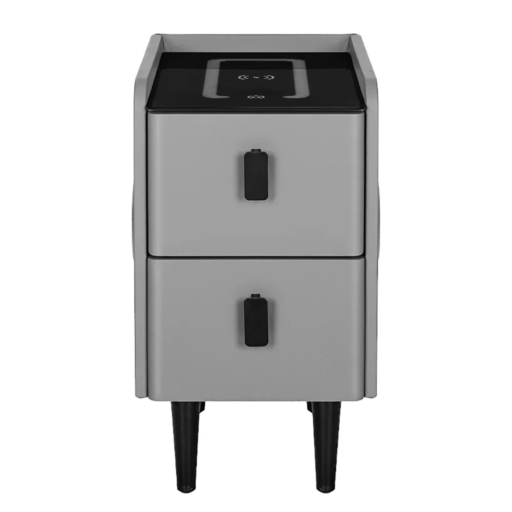 Artiss Smart Bedside Table 2 Drawers with Wireless Charging Ports LED Grey AIDA - Mekamart Australia