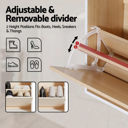 Artiss Shoe Rack Cabinet 24 Pairs Adjustable Shelf Pine - Mekamart Australia