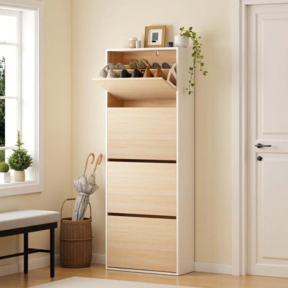 Artiss Shoe Rack Cabinet 24 Pairs Adjustable Shelf Pine - Mekamart Australia