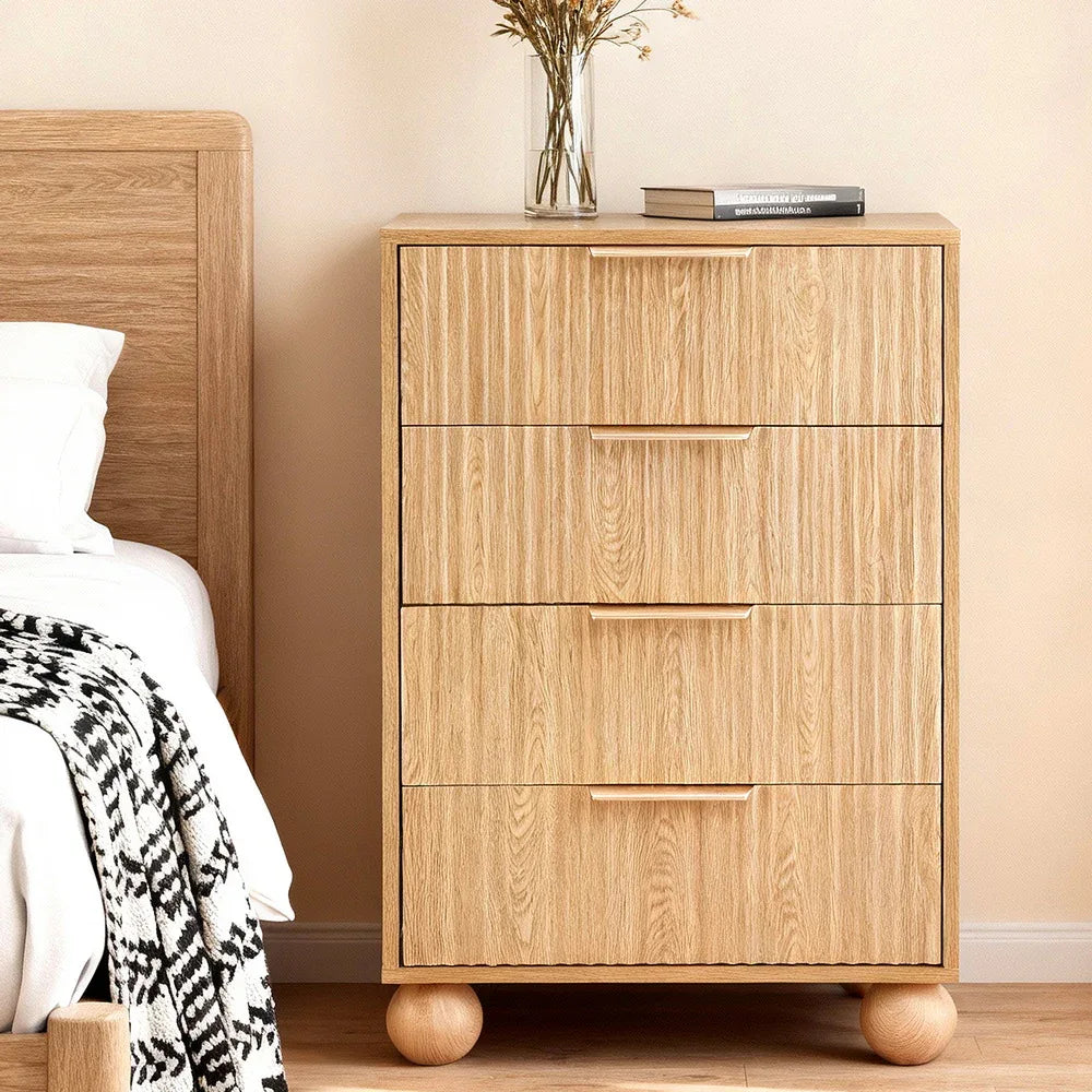Artiss 4 Chest of Drawers Dresser Tallboy Pine - Mekamart Australia