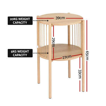 Artiss Coffee Table 2-Tier Round Wood - Mekamart Australia