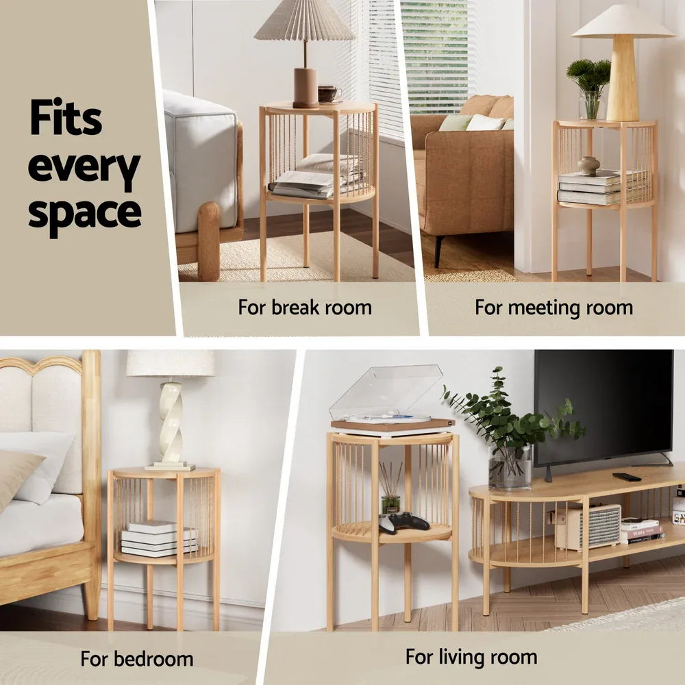 Artiss Coffee Table 2-Tier Round Wood - Mekamart Australia