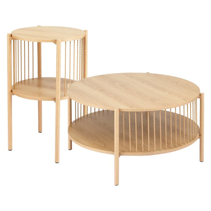 Artiss Coffee Table 2-Tier Round Wood - Mekamart Australia