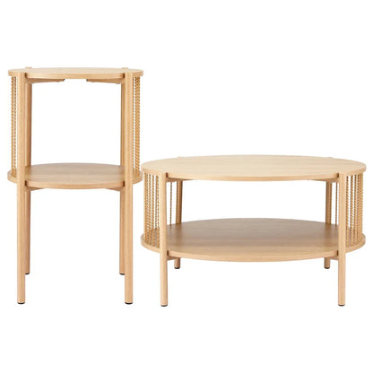 Artiss Coffee Table 2-Tier Round Wood - Mekamart Australia