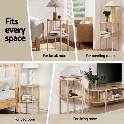 Artiss Coffee Table 2-Tier Round Wood - Mekamart Australia