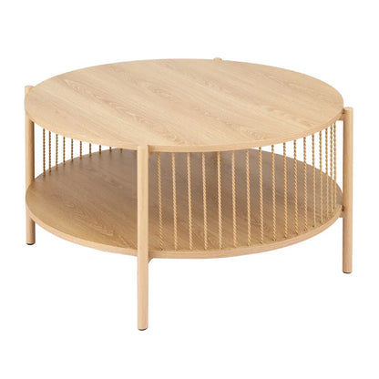 Artiss Coffee Table 2-Tier Round Wood - Mekamart Australia