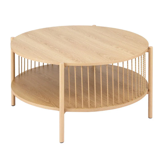 Artiss Coffee Table 2-Tier Round Wood - Mekamart Australia