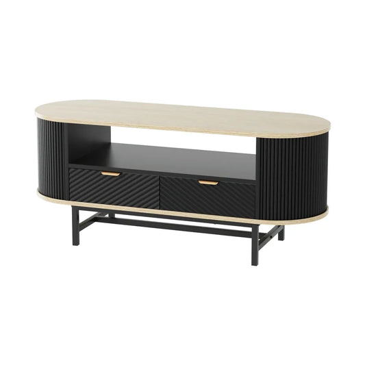 Artiss Coffee Table Drawer Shelf Wood&Black - Mekamart Australia