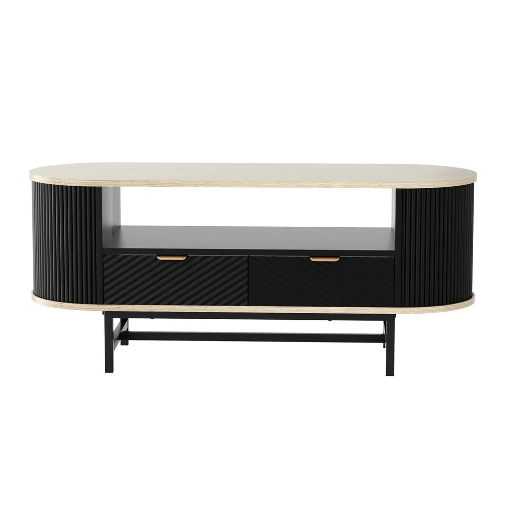 Artiss Coffee Table Drawer Shelf Wood&Black - Mekamart Australia