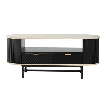 Artiss Coffee Table Drawer Shelf Wood&Black - Mekamart Australia