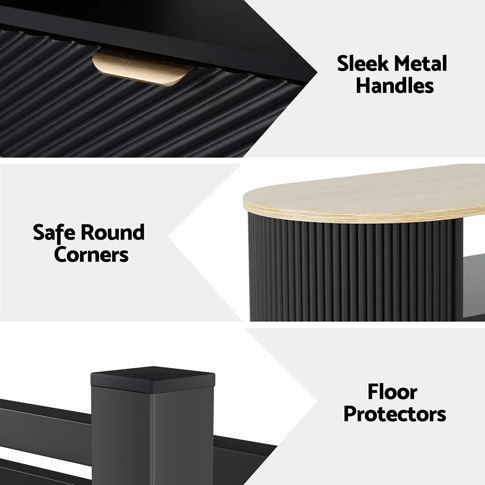 Artiss Coffee Table Drawer Shelf Wood&Black - Mekamart Australia