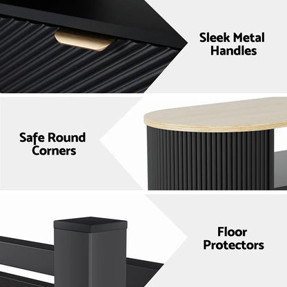 Artiss Coffee Table Drawer Shelf Wood&Black - Mekamart Australia