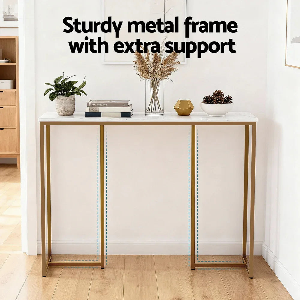 Artiss Console Table Marble Effect White&Gold