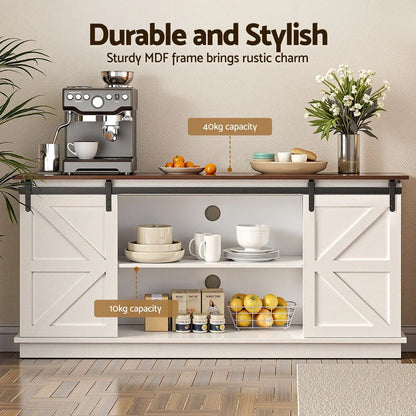 Artiss Buffet Sideboard Storage Cabinet Kitchen Cupboard Sliding Doors White - Mekamart Australia