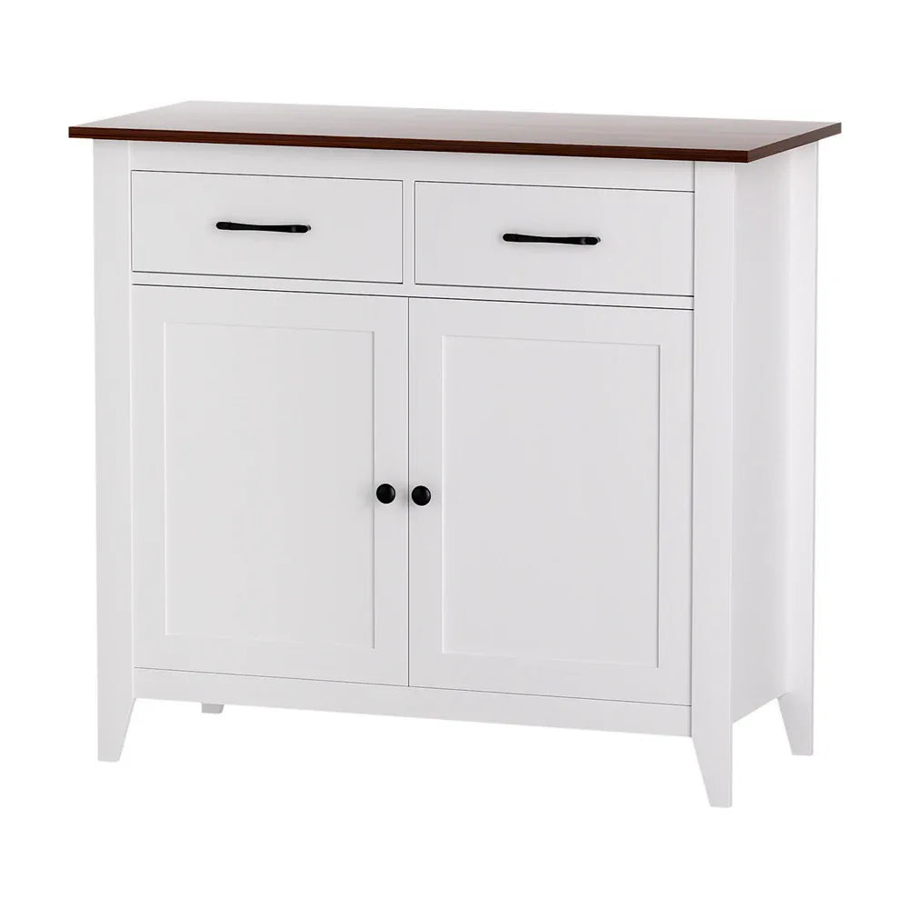 Artiss Buffet Sideboard Storage Cabinet Kitchen Cupboard Hallway 2 Drawers White - Mekamart Australia