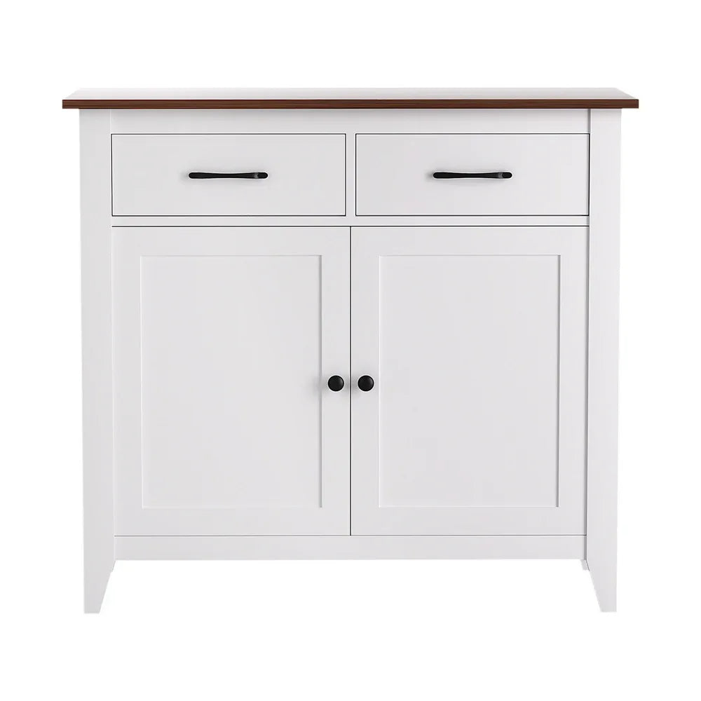 Artiss Buffet Sideboard Storage Cabinet Kitchen Cupboard Hallway 2 Drawers White - Mekamart Australia