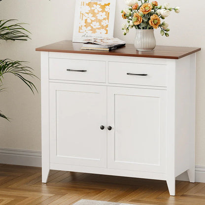 Artiss Buffet Sideboard Storage Cabinet Kitchen Cupboard Hallway 2 Drawers White - Mekamart Australia