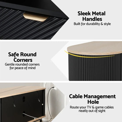 Artiss TV Unit Entertainment Unit Storage Cabinet Black Pine