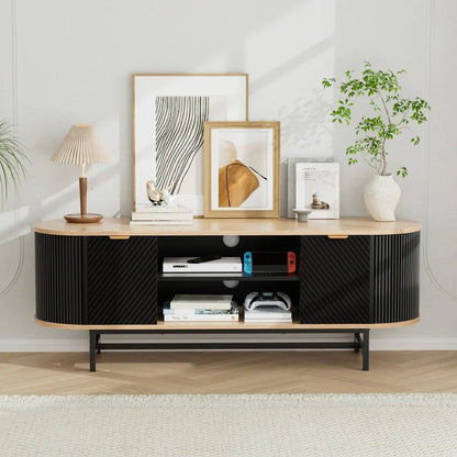 Artiss TV Unit Entertainment Unit Storage Cabinet Black Pine