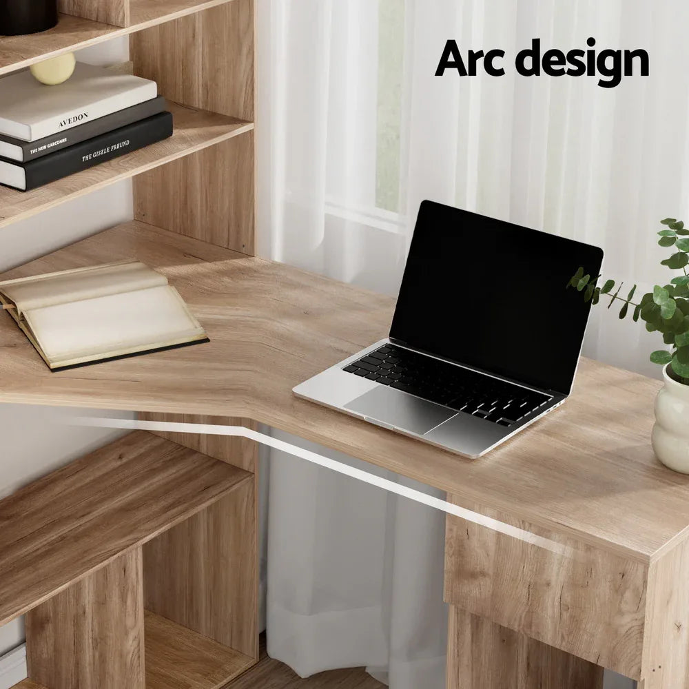 Artiss Computer Desk Bookshelf Drawer Cabinet Oak 120CM - Mekamart Australia