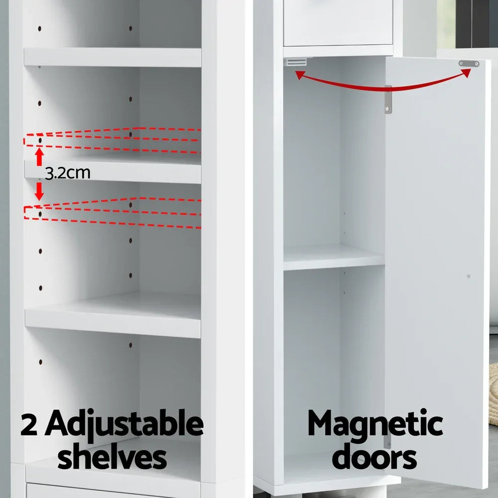 Artiss Bathroom Storage Cabinet 180cm Tall Slim Floor Cupboard Toilet Narrow Linen Tower - Mekamart Australia