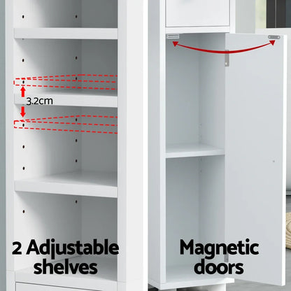 Artiss Bathroom Storage Cabinet 180cm Tall Slim Floor Cupboard Toilet Narrow Linen Tower - Mekamart Australia