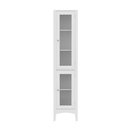 Artiss Bathroom Storage Cabinet 160cm Tall Slim Floor Cupboard Toilet Glass Door White - Mekamart Australia