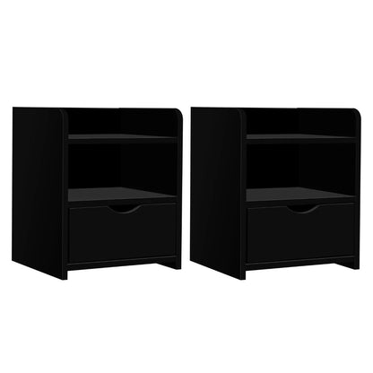 Artiss 2X Bedside Table 1 Drawer with Shelf - FARA Black