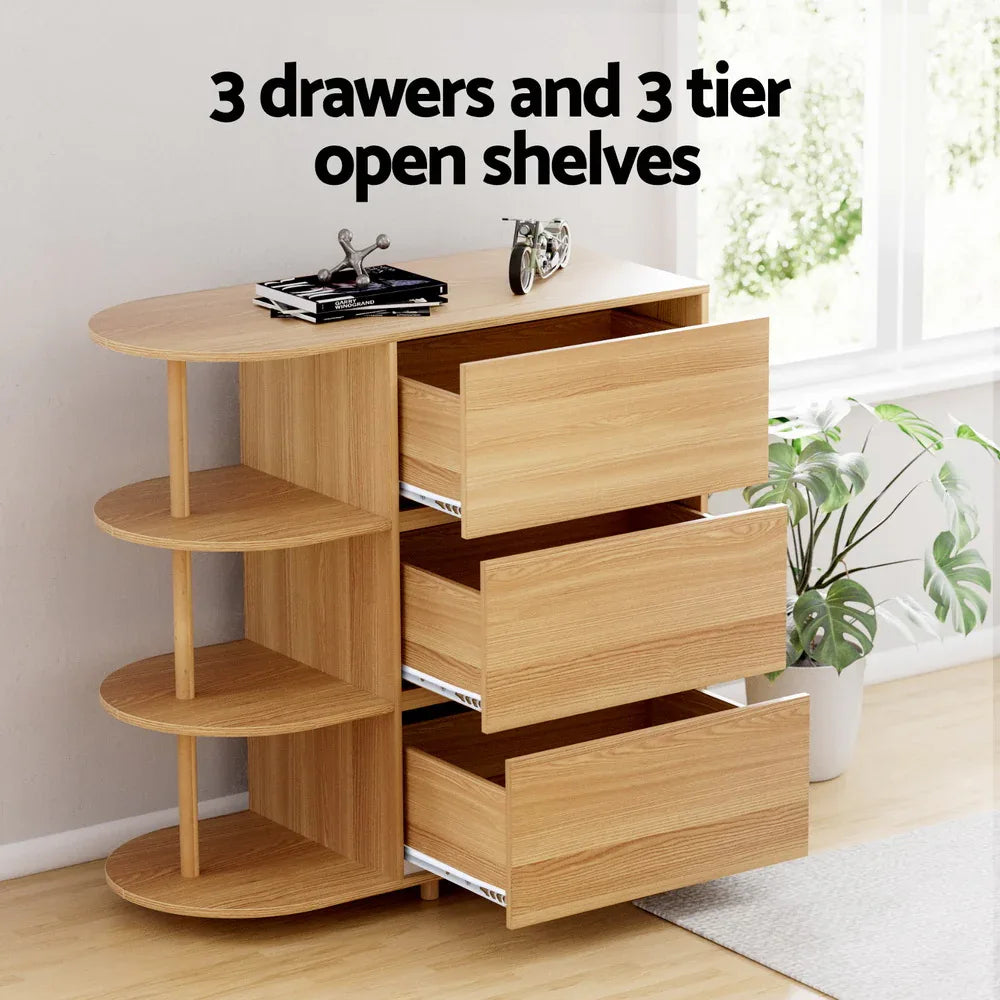 Artiss Chest of 3 Drawers Storage Cabinet 3 Shelves Pine - Mekamart Australia