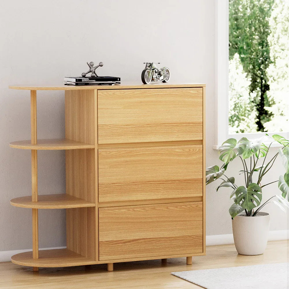 Artiss Chest of 3 Drawers Storage Cabinet 3 Shelves Pine - Mekamart Australia
