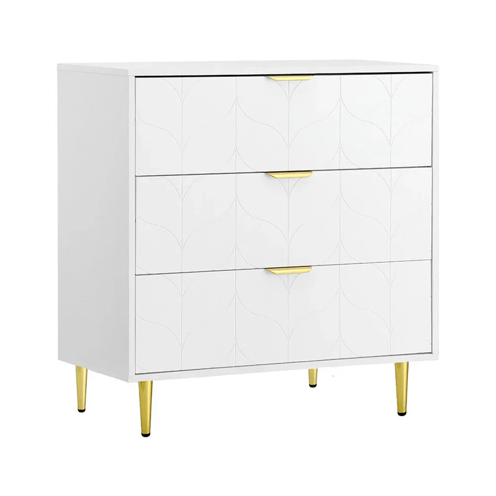 Artiss 3 Chest of Drawers Lowboy Cabinet White - Mekamart Australia