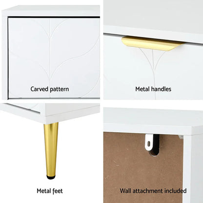 Artiss 3 Chest of Drawers Lowboy Cabinet White - Mekamart Australia