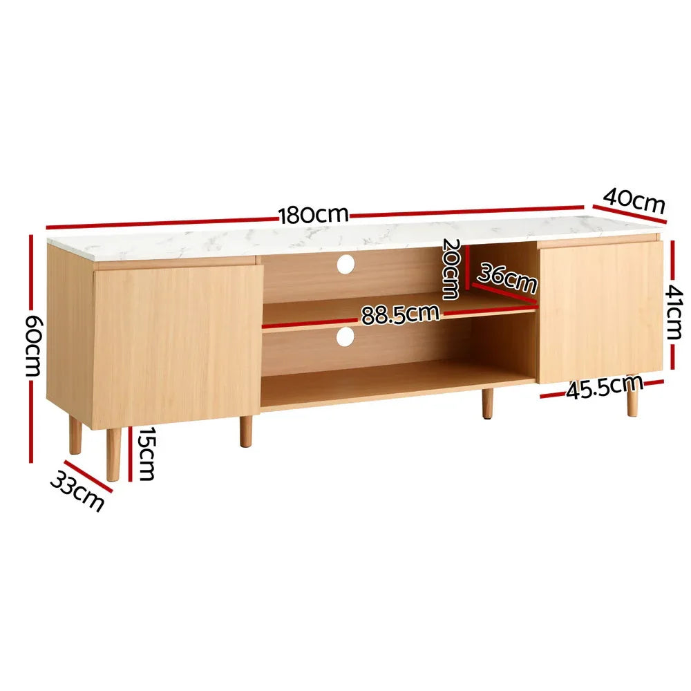 Artiss TV Cabinet Entertainment Unit Stand 180CM Pine White - Mekamart Australia