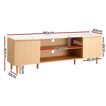 Artiss TV Cabinet Entertainment Unit Stand 180CM Pine White - Mekamart Australia
