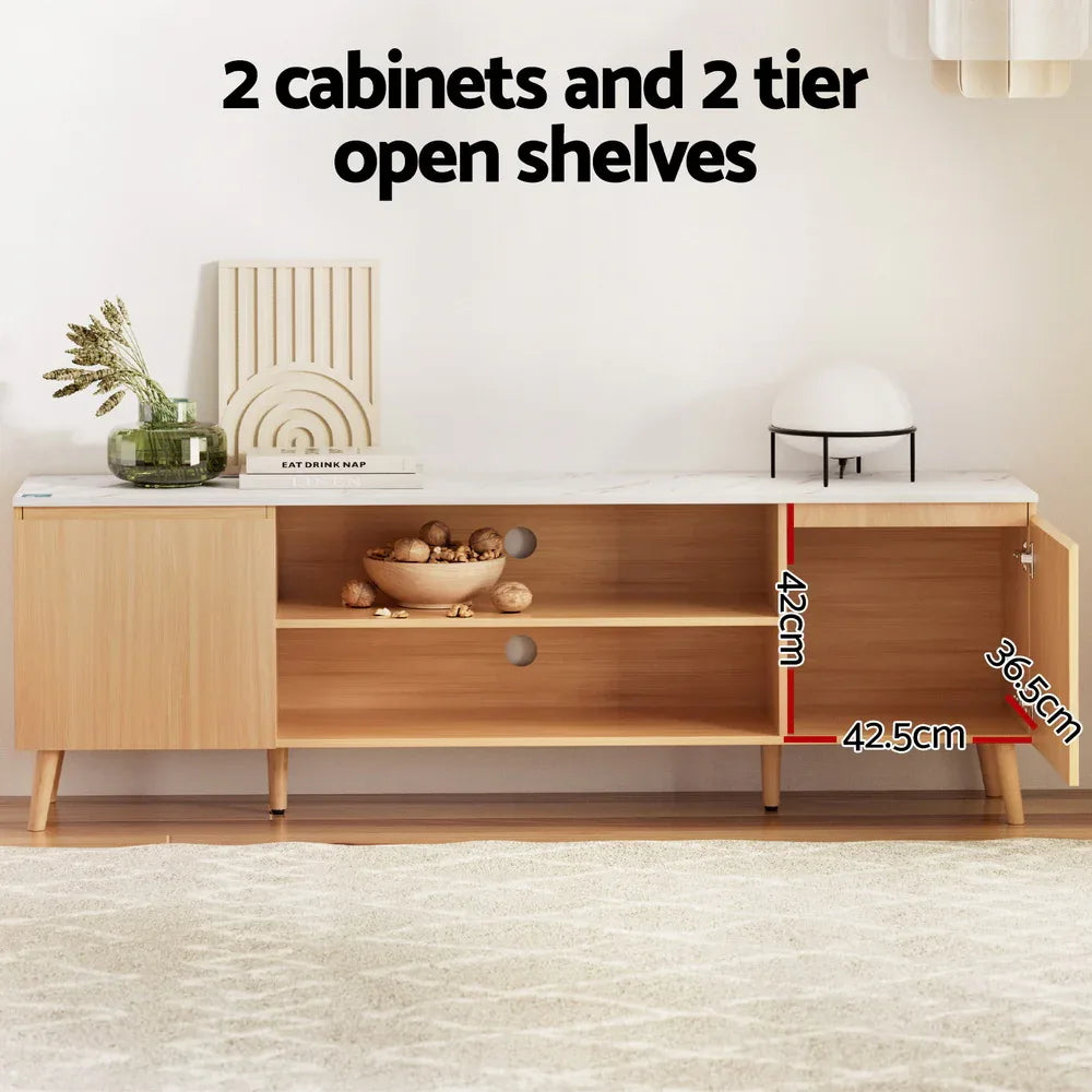 Artiss TV Cabinet Entertainment Unit Stand 180CM Pine White - Mekamart Australia