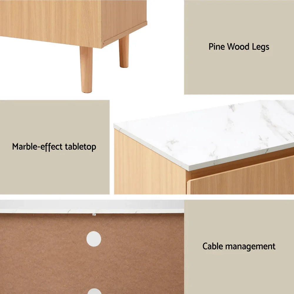 Artiss TV Cabinet Entertainment Unit Stand 180CM Pine White - Mekamart Australia